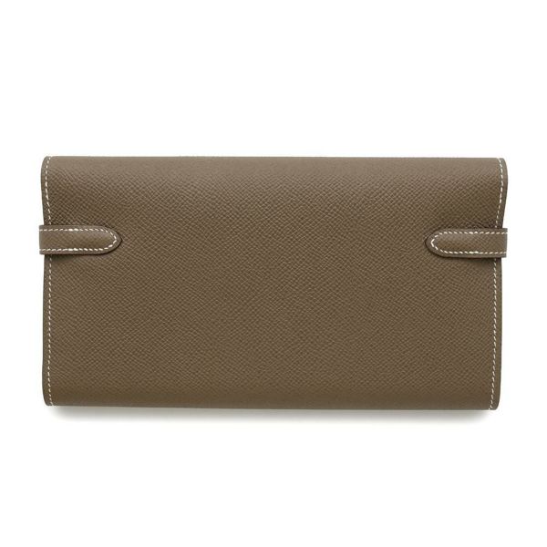 エルメス 長財布 ケリーウォレット ロング エトゥープ/シルバー金具 エプソン Y刻印 財布