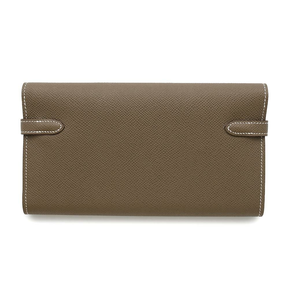エルメス 長財布 ケリーウォレット ロング エトゥープ/シルバー金具 エプソン Y刻印 財布