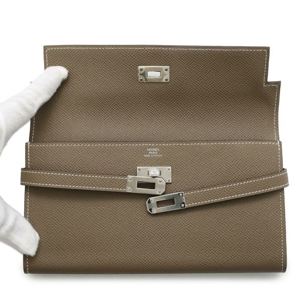 エルメス 長財布 ケリーウォレット ロング エトゥープ/シルバー金具 エプソン Y刻印 財布