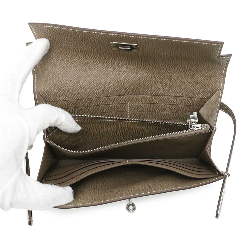エルメス 長財布 ケリーウォレット ロング エトゥープ/シルバー金具 エプソン Y刻印 財布