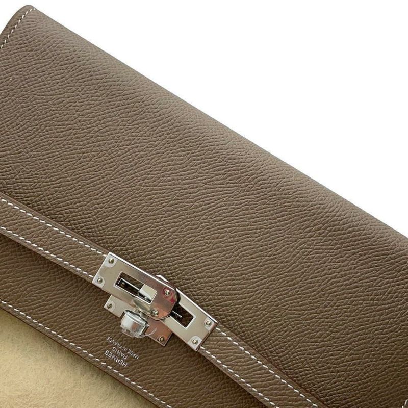 エルメス 長財布 ケリーウォレット ロング エトゥープ/シルバー金具 エプソン Y刻印 財布