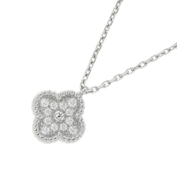 ヴァンクリ ネックレス スウィート アルハンブラ ペンダント ダイヤモンド 12P K18WGホワイトゴールド VCARO85900