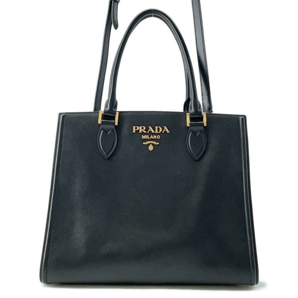 プラダ トートバッグ サフィアーノレザー 1BA227 PRADA 2wayショルダーバッグ 黒