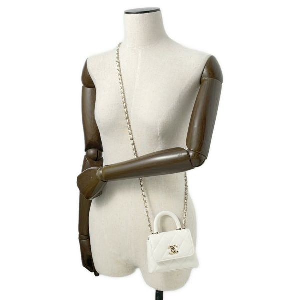 シャネル ハンドバッグ ココハンドル マトラッセ マイクロ キャビアスキン AP4245 CHANEL 2wayチェーンショルダーバッグ 白