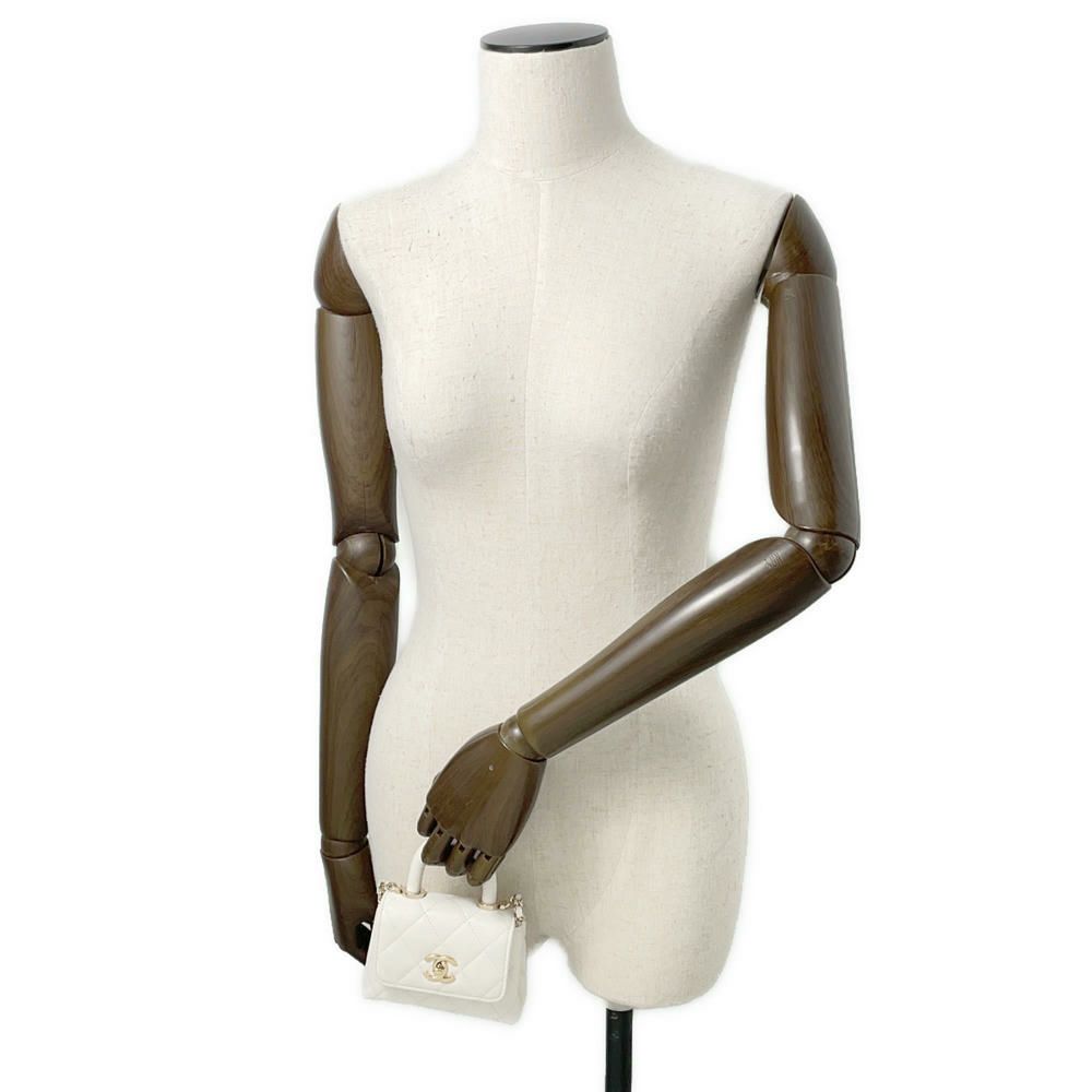 シャネル ハンドバッグ ココハンドル マトラッセ マイクロ キャビアスキン AP4245 CHANEL 2wayチェーンショルダーバッグ 白