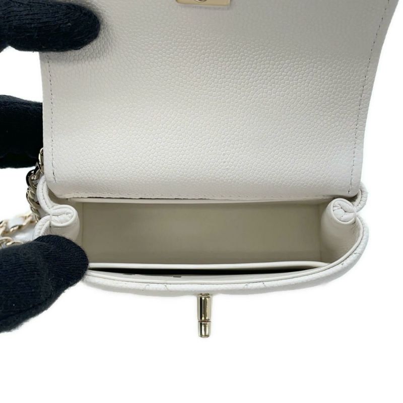 シャネル ハンドバッグ ココハンドル マトラッセ マイクロ キャビアスキン AP4245 CHANEL 2wayチェーンショルダーバッグ 白
