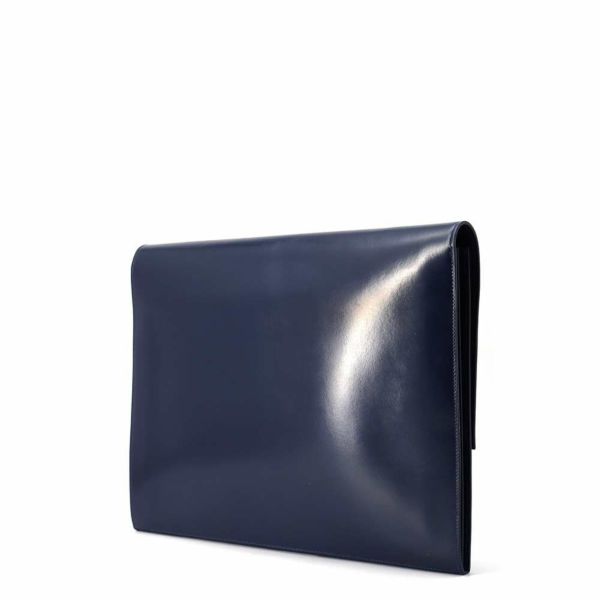 エルメス クラッチバッグ ファコ ネイビー ボックスカーフ 〇J刻印 HERMES メンズ バッグ