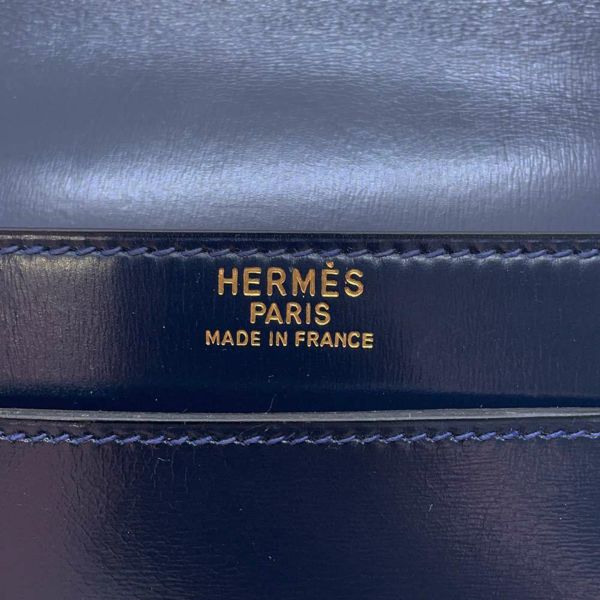 エルメス クラッチバッグ ファコ ネイビー ボックスカーフ 〇J刻印 HERMES メンズ バッグ