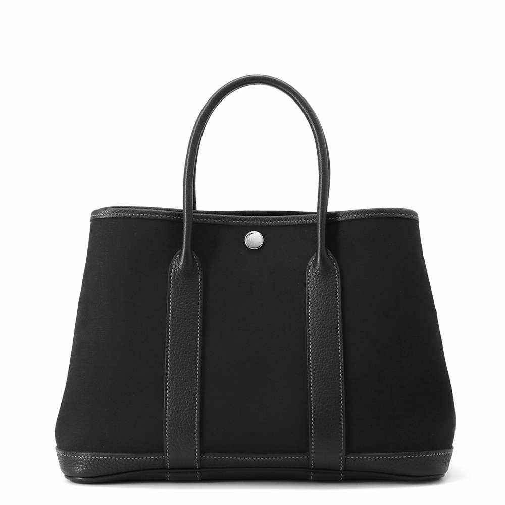エルメス トートバッグ ガーデンパーティTPM ブラック/シルバー金具 トワルアッシュ/ネゴンダ □O刻印 HERMES Garden Party 黒