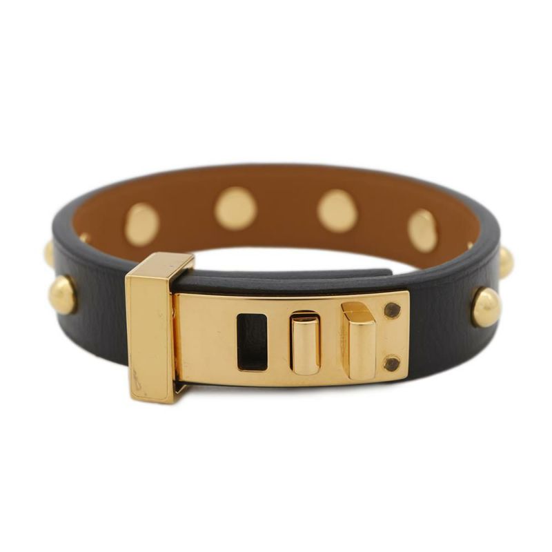 エルメス ブレスレット ミニドッグ クルーロン ブラック/ゴールド金具 スイフト X刻印 サイズT1 黒