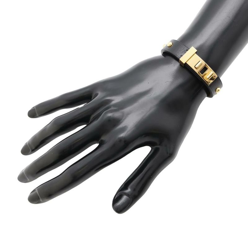 エルメス ブレスレット ミニドッグ クルーロン ブラック/ゴールド金具 スイフト X刻印 サイズT1 黒