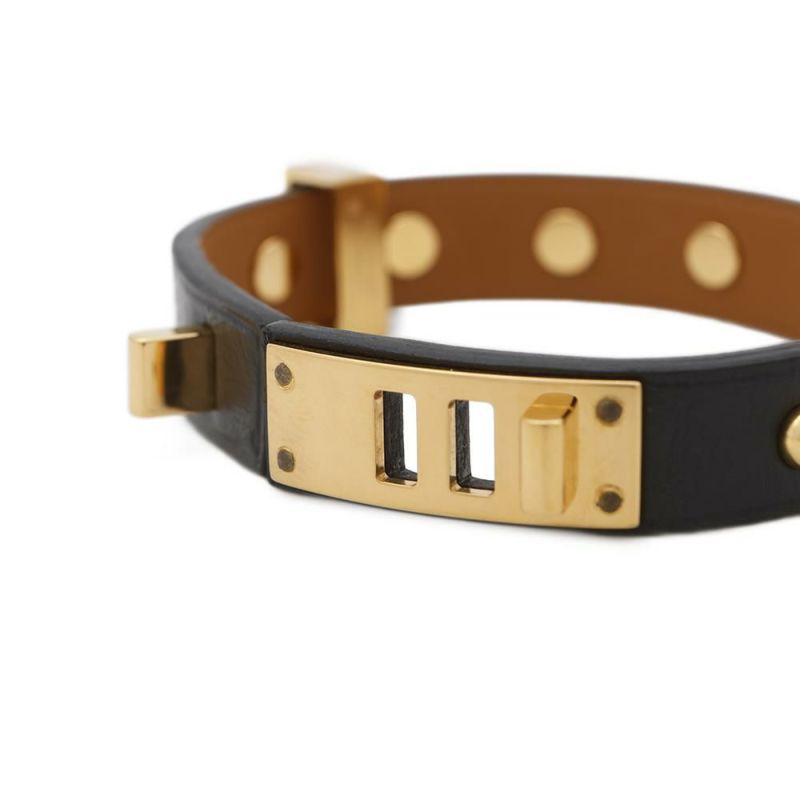 エルメス ブレスレット ミニドッグ クルーロン ブラック/ゴールド金具 スイフト X刻印 サイズT1 黒