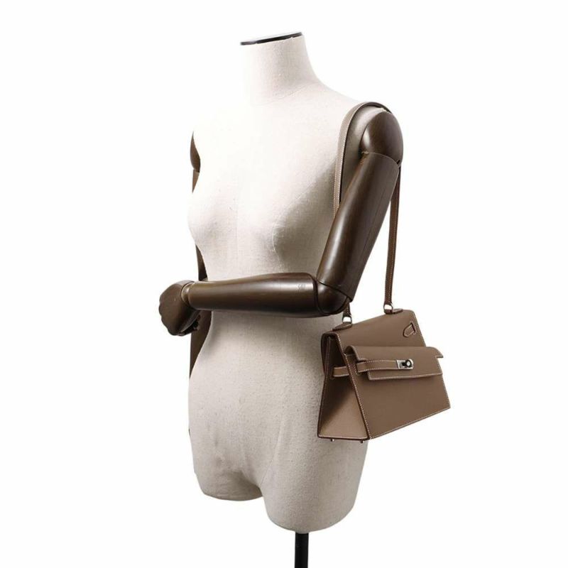 エルメス ショルダー バッグ ケリー20 無秩序 外縫い エトゥープ/シルバー金具 エプソン B刻印