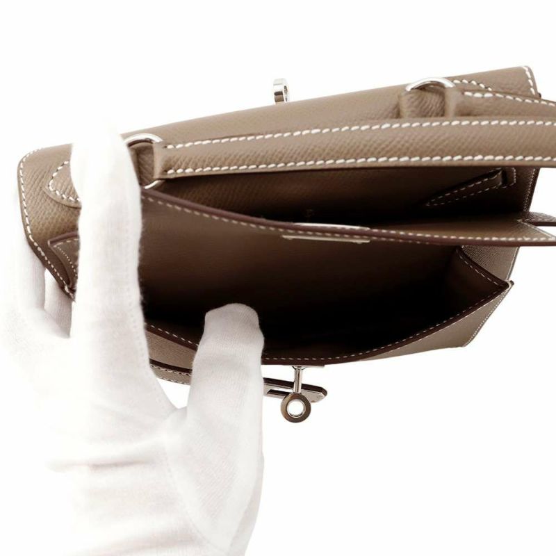 エルメス ショルダー バッグ ケリー20 無秩序 外縫い エトゥープ/シルバー金具 エプソン B刻印