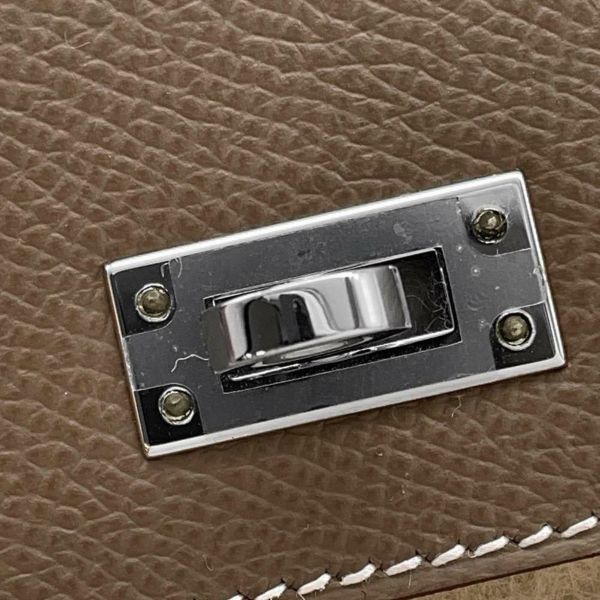 エルメス ショルダー バッグ ケリー20 無秩序 外縫い エトゥープ/シルバー金具 エプソン B刻印