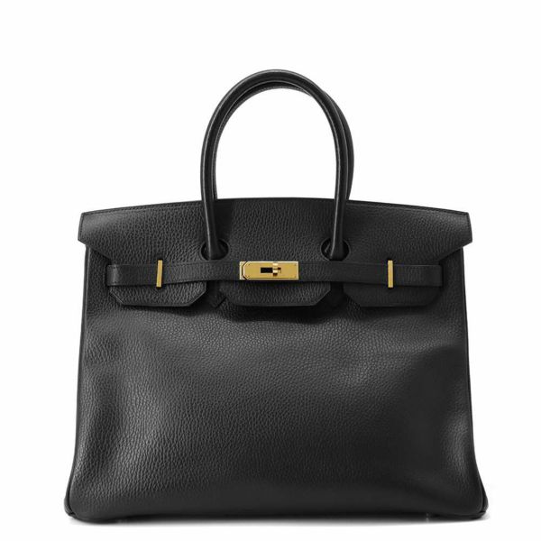 エルメス バーキン35 ブラック/ゴールド金具 アルデンヌ □B刻印 HERMES Birkin ハンドバッグ 黒