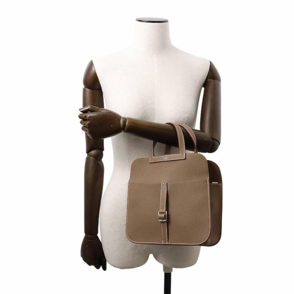 エルメス ハンドバッグ アルザン25 エトゥープ/シルバー金具 トリヨクレマンス K刻印 2wayショルダー