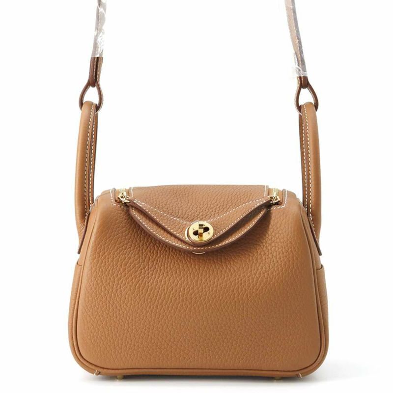 エルメス ハンドバッグ リンディ ミニ ゴールド/ゴールド金具 トリヨンクレマンス K刻印 HERMES 2wayショルダー