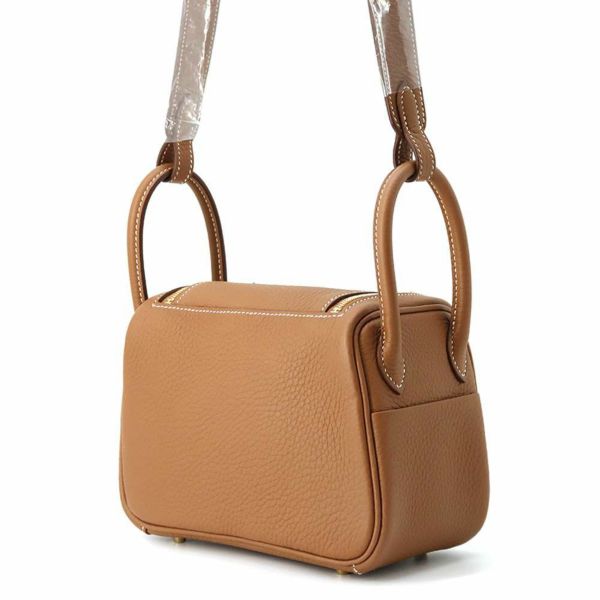 エルメス ハンドバッグ リンディ ミニ ゴールド/ゴールド金具 トリヨンクレマンス K刻印 HERMES 2wayショルダー