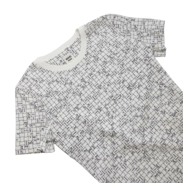 エルメス Ｔシャツ ボルデュック チェック コットン レディースサイズ36 HERMES トップス 白