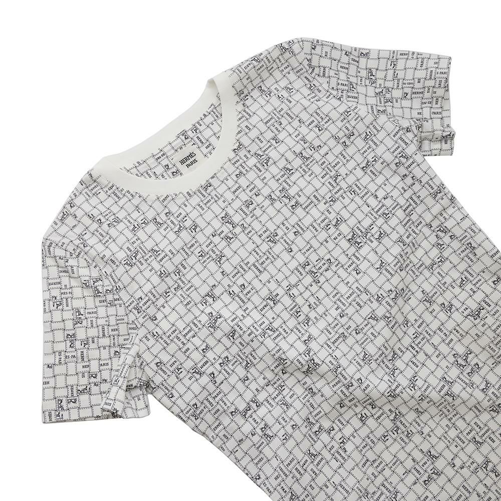 エルメス Ｔシャツ ボルデュック チェック コットン レディースサイズ36 HERMES トップス 白