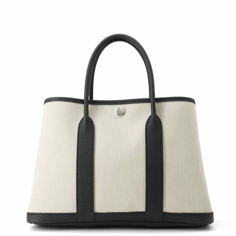 エルメス トートバッグ ガーデンパーティTPM ベージュ/ブラック/シルバー金具 トワルアッシュ/ネゴンダ K刻印 HERMES Garden Party 黒