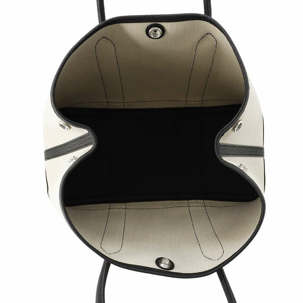 エルメス トートバッグ ガーデンパーティTPM ベージュ/ブラック/シルバー金具 トワルアッシュ/ネゴンダ K刻印 HERMES Garden Party 黒