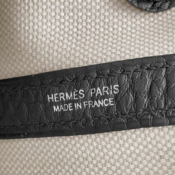 エルメス トートバッグ ガーデンパーティTPM ベージュ/ブラック/シルバー金具 トワルアッシュ/ネゴンダ K刻印 HERMES Garden Party 黒
