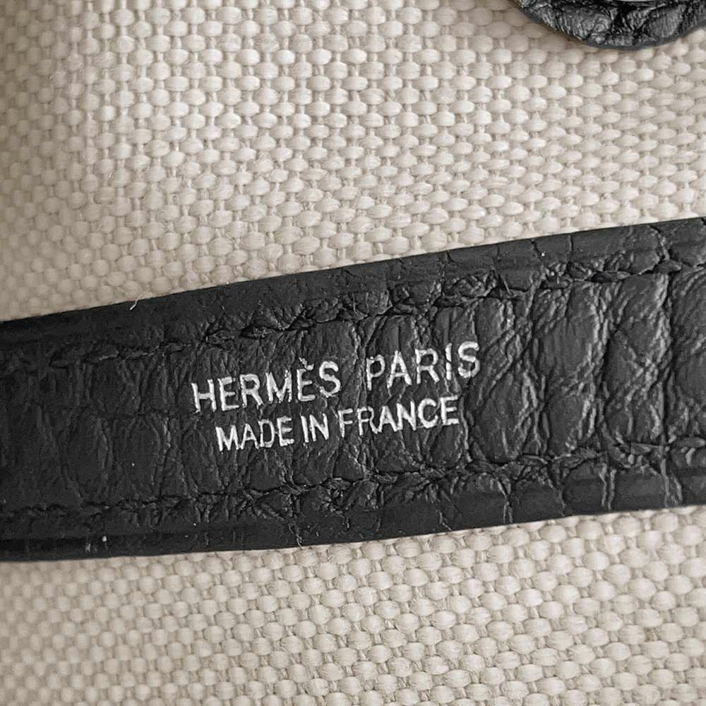 エルメス トートバッグ ガーデンパーティTPM ベージュ/ブラック/シルバー金具 トワルアッシュ/ネゴンダ K刻印 HERMES Garden Party 黒