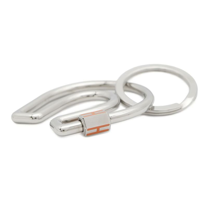 エルメス キーホルダー フェール・ア・シュヴァル Fer a Cheval オレンジ/シルバー金具 キーリング