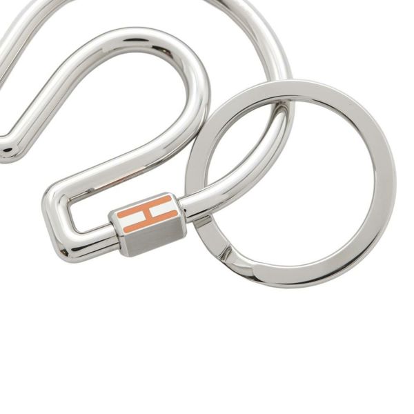 エルメス キーホルダー フェール・ア・シュヴァル Fer a Cheval オレンジ/シルバー金具 キーリング