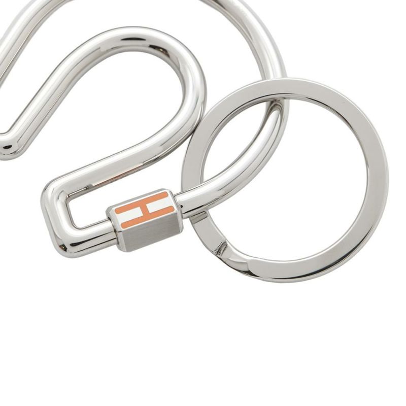 エルメス キーホルダー フェール・ア・シュヴァル Fer a Cheval オレンジ/シルバー金具 キーリング