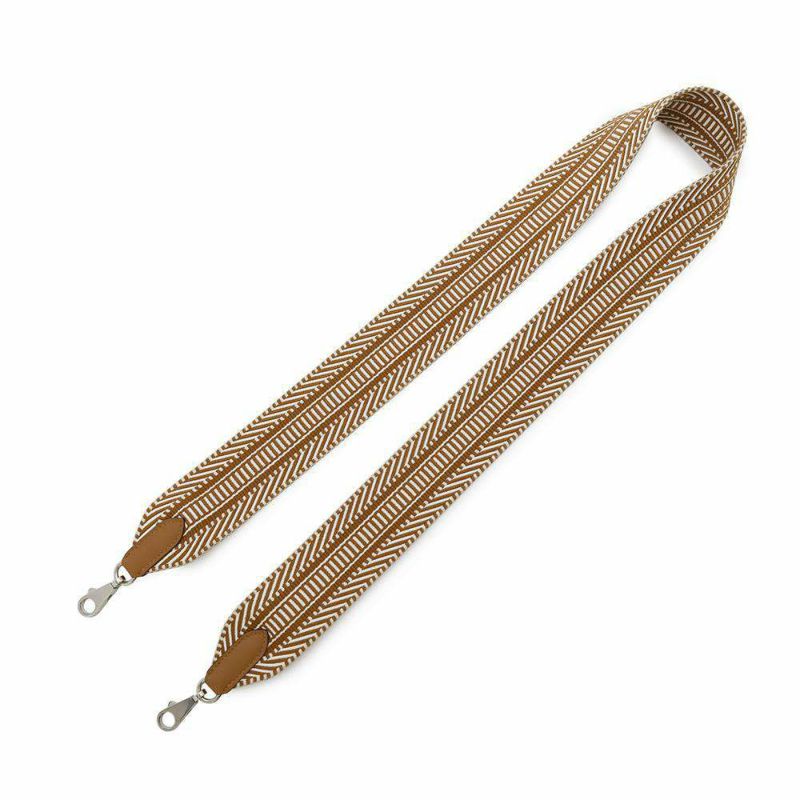 エルメス ショルダーストラップ バンドリエール サングル カヴァル エクリュ/ベージュ/ゴールド キャンバス C刻印