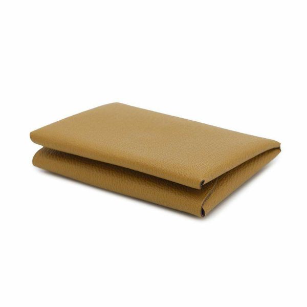 エルメス コインケース カルヴィ デュオ キャラメル/シルバー金具 シェブルミゾル W刻印 財布