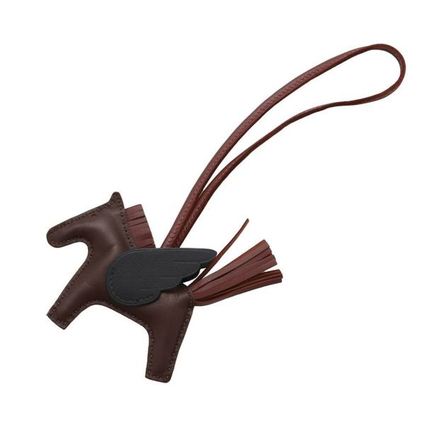 エルメス バッグチャーム ロデオPM ペガサス ルージュセリエ/ルージュアッシュ/ブラック ラムスキン W刻印