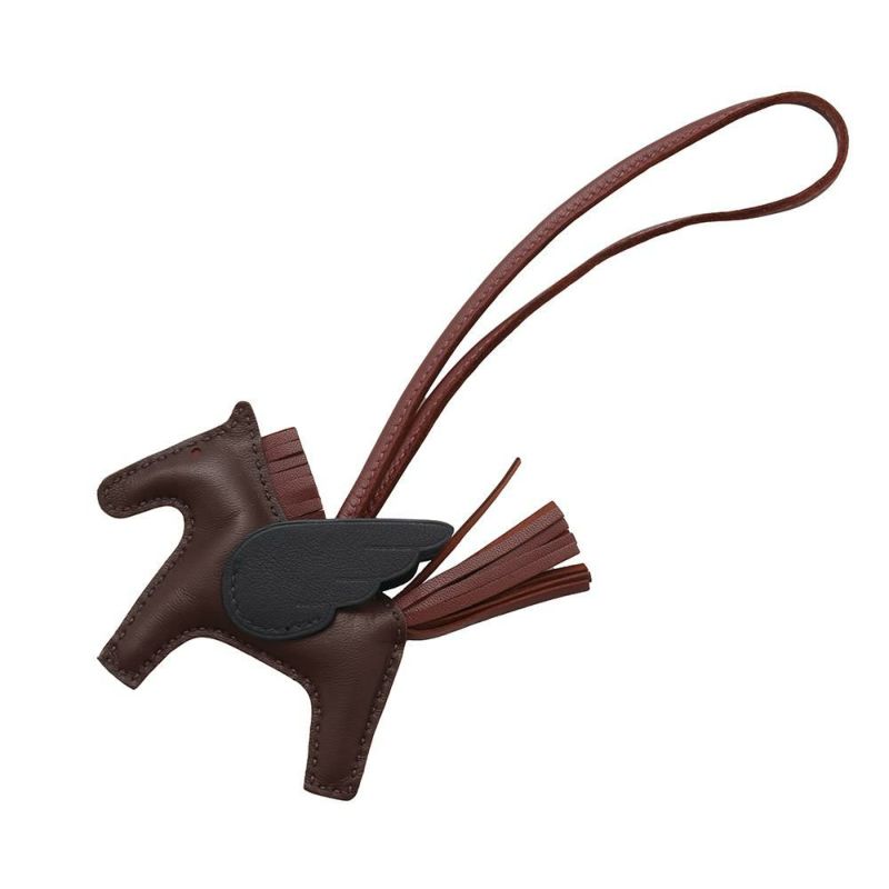 エルメス バッグチャーム ロデオPM ペガサス ルージュセリエ/ルージュアッシュ/ブラック ラムスキン W刻印