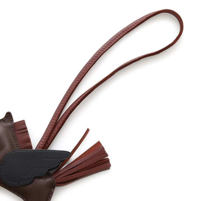 エルメス バッグチャーム ロデオPM ペガサス ルージュセリエ/ルージュアッシュ/ブラック ラムスキン W刻印