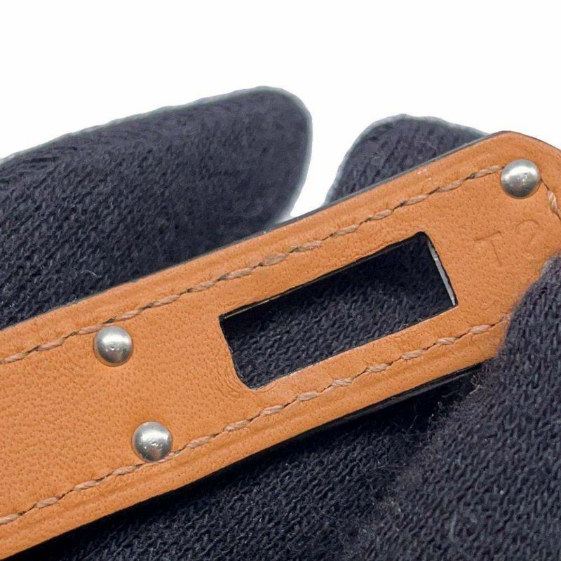 エルメス ブレスレット ケリー ドゥブルトゥール ブラック/シルバー金具 ボックスカーフ B刻印 サイズT2 黒