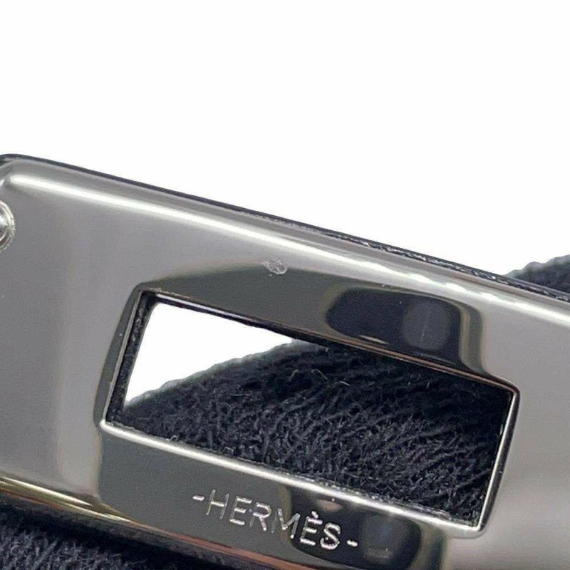 エルメス ブレスレット ケリー ドゥブルトゥール ブラック/シルバー金具 ボックスカーフ B刻印 サイズT2 黒