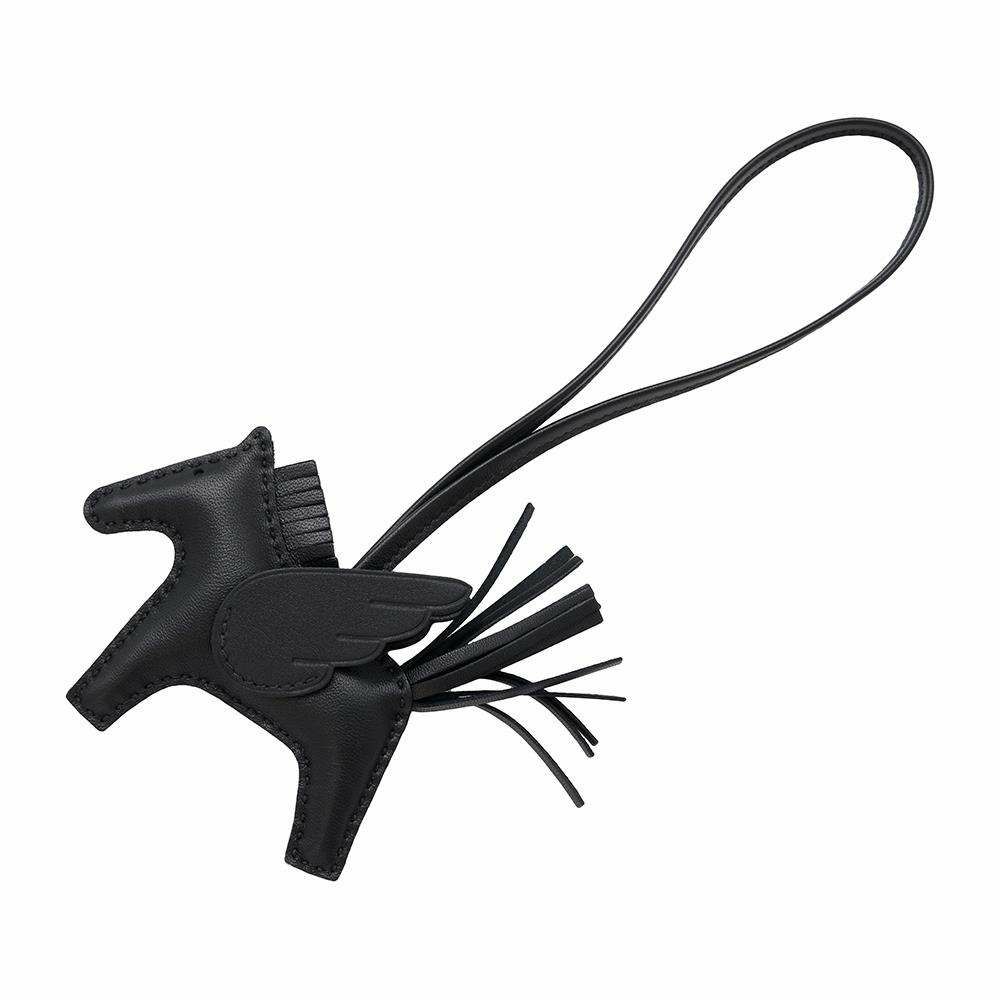 エルメス バッグチャーム ロデオPM ペガサス ブラック ラムスキン B刻印 HERMES ソーブラック