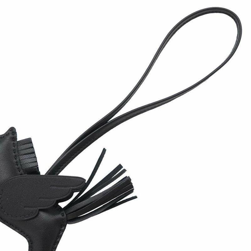 エルメス バッグチャーム ロデオPM ペガサス ブラック ラムスキン B刻印 HERMES ソーブラック