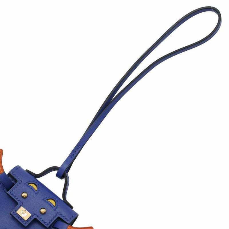 エルメス チャーム ビジュードサック ケリードール ブルーエレクトリック/フー/ヴェールヴェロン/ジョーヌナプル タデラクト U刻印