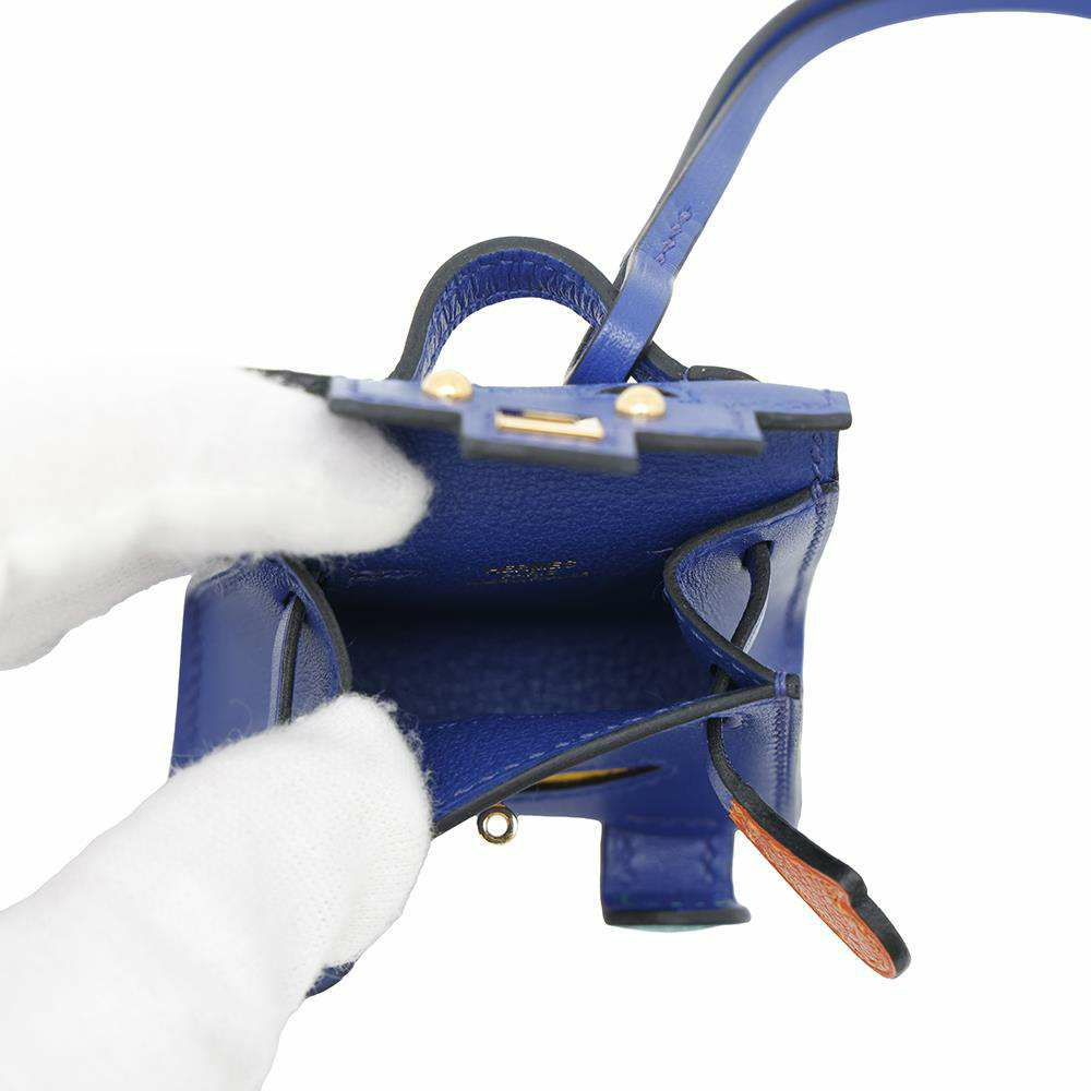 エルメス チャーム ビジュードサック ケリードール ブルーエレクトリック/フー/ヴェールヴェロン/ジョーヌナプル タデラクト U刻印