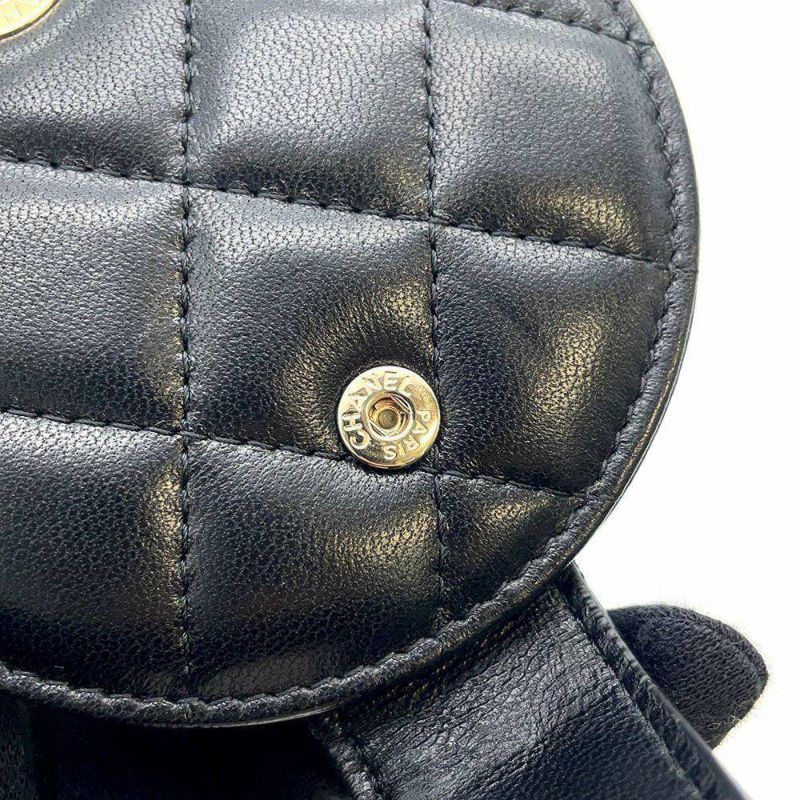 シャネル ネームタグ マトラッセ ココマーク ラムスキン CHANEL ノベルティ 黒