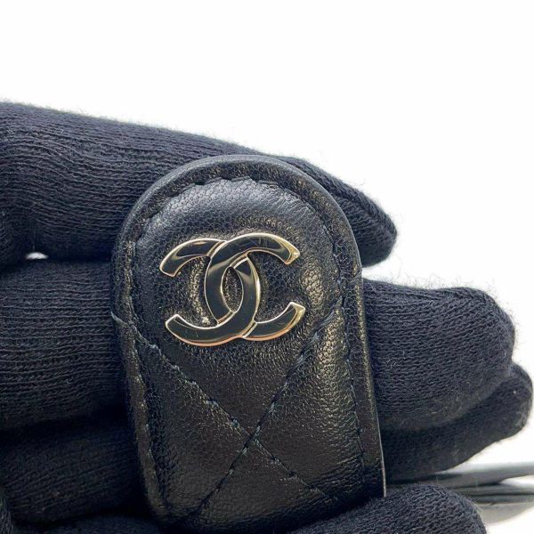 シャネル ネームタグ マトラッセ ココマーク ラムスキン CHANEL ノベルティ 黒