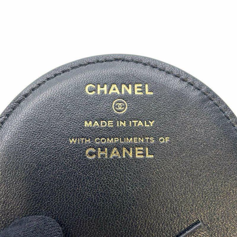 シャネル ネームタグ マトラッセ ココマーク ラムスキン CHANEL ノベルティ 黒