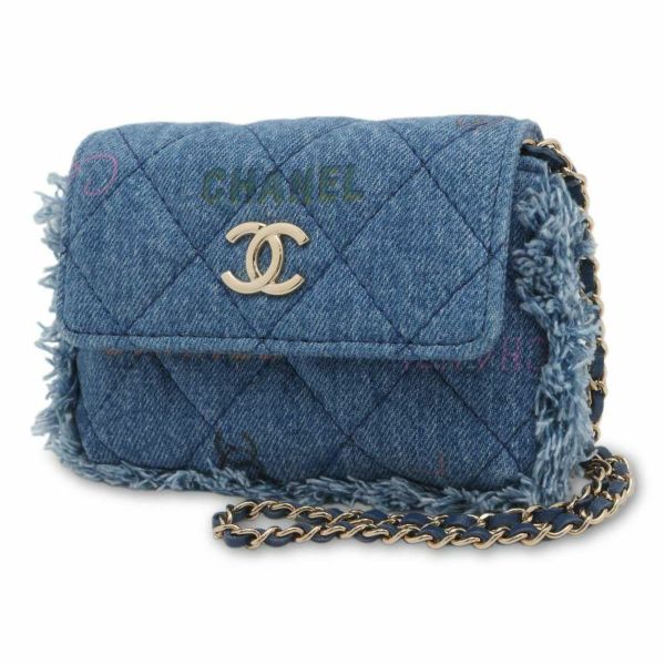 シャネル チェーンショルダーバッグ マトラッセ ココマーク デニム CHANEL ポシェット ミニバッグ