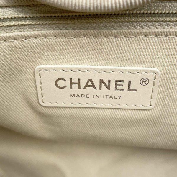 シャネル トートバッグ ココマーク ドーヴィル ファブリック レザー CHANEL 2wayハンドバッグ  ショッピングバッグ 白