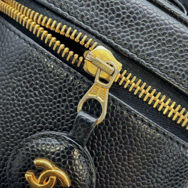 シャネル バニティバッグ ココマーク キャビアスキン 縦型 A01998 CHANEL 化粧ポーチ コスメポーチ 黒