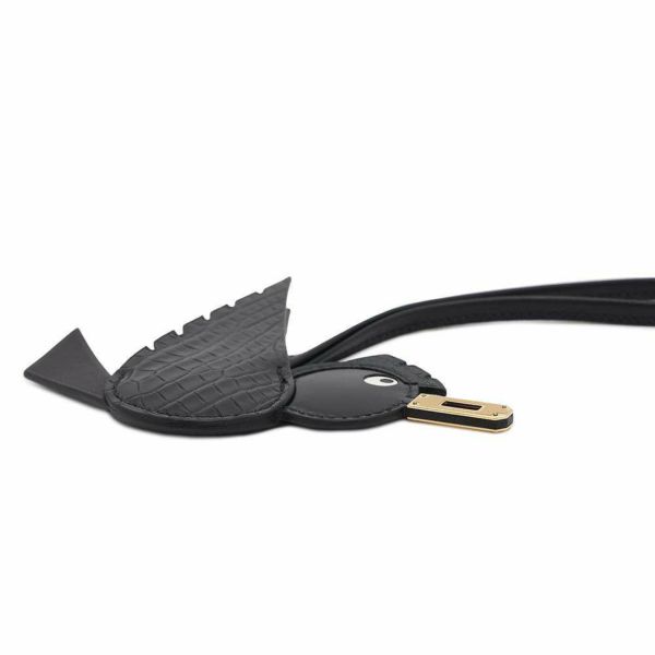 エルメス チャーム バーディ ブラック/ゴールド金具 アリゲーターマット/スイフト/シェーブルミゾル/トゴ/タデラクト B刻印 黒